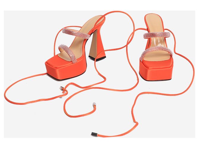 Mach & Mach Sandali platform in raso Coral Devon - size EU 36 Arancione - vista 6