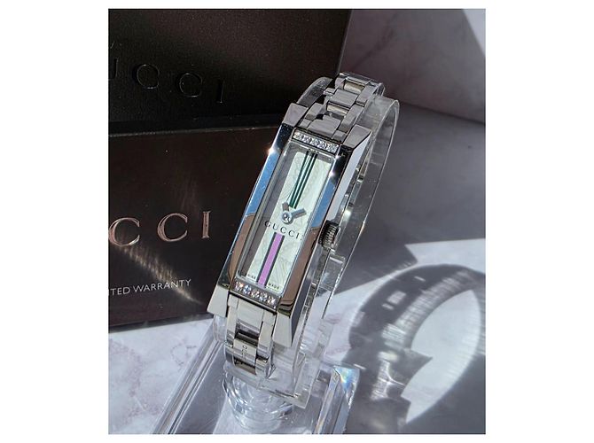 Reloj Gucci de acero inoxidable con diamantes Plata Blanco - vista 3