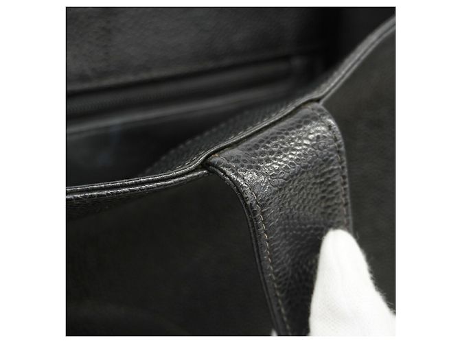 Borsa Tote Chanel in pelle di vitello martellata nera Nero - vista 10
