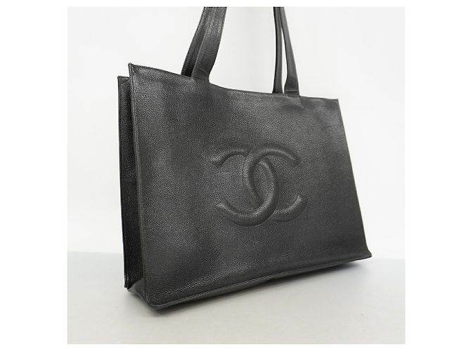 Borsa Tote Chanel in pelle di vitello martellata nera Nero - vista 2
