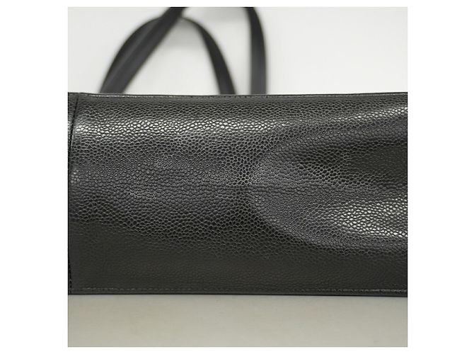 Borsa Tote Chanel in pelle di vitello martellata nera Nero - vista 8
