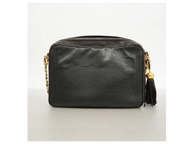 Borsa a tracolla Chanel in pelle d'agnello nera Nero - vista 10