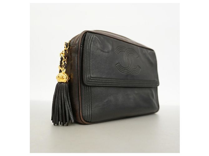 Borsa a tracolla Chanel in pelle d'agnello nera Nero - vista 2