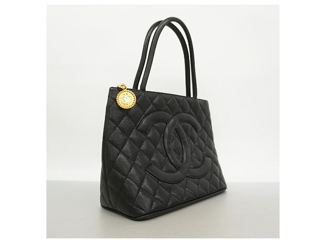 Borsa Tote Chanel in pelle di vitello martellata nera Nero - vista 2