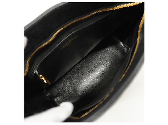 Borsa Tote Chanel in pelle di vitello martellata nera Nero - vista 4