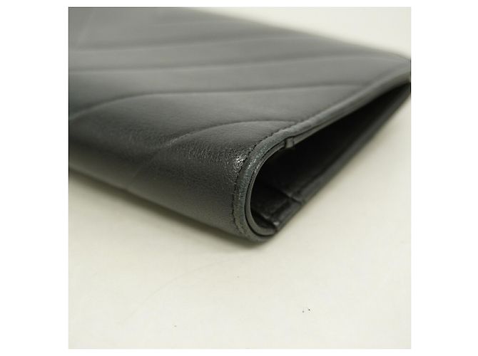 Chanel V-Stitch Leder Geldbörse lang Schwarz - Ansicht 5