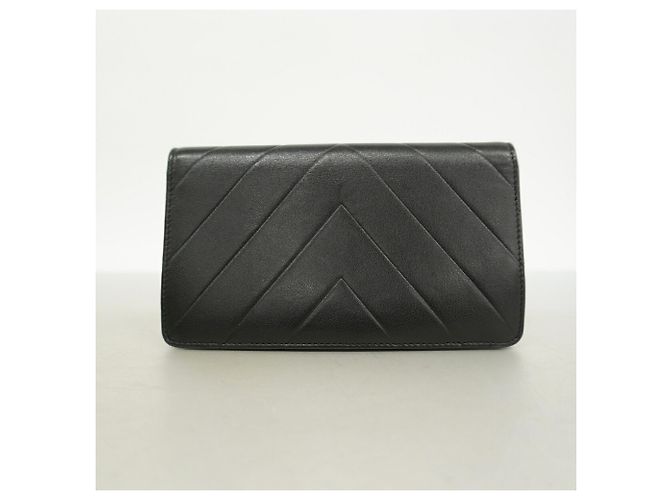 Chanel V-Stitch Leder Geldbörse lang Schwarz - Ansicht 7