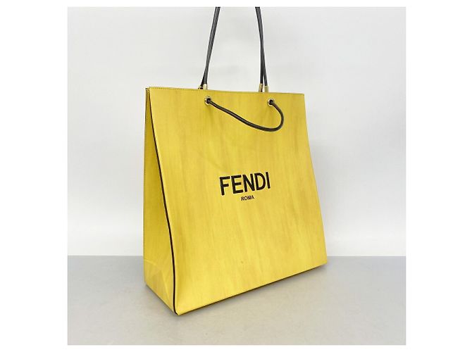 Fendi Shopper-Tasche aus gelbem Leder - Ansicht 2