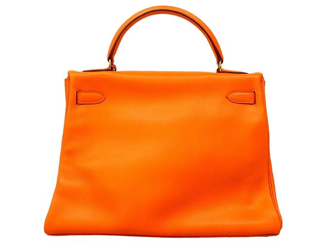 Hermès Borsa Hermes Kelly 32 in Swift Orange Arancione - vista 12