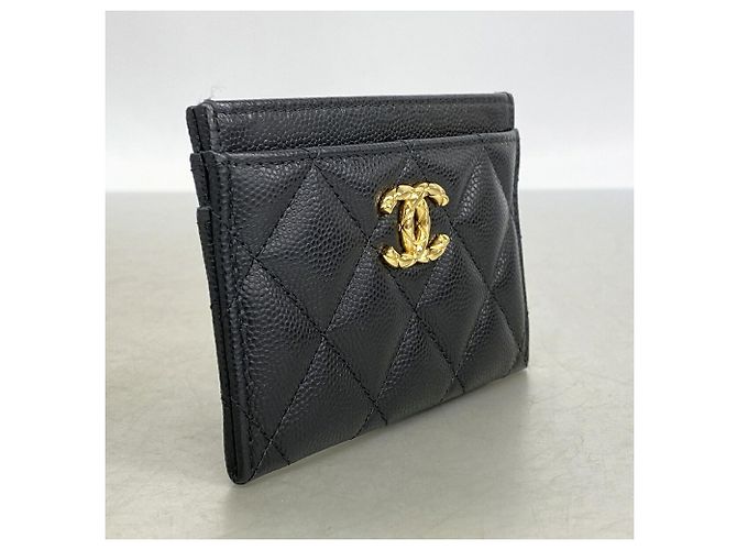 Tarjetero Chanel de piel de becerro granulada negra Negro - vista 2