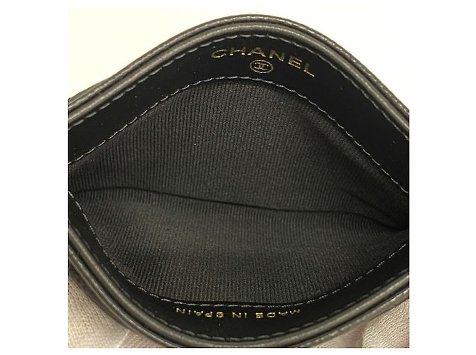 Tarjetero Chanel de piel de becerro granulada negra Negro - vista 3