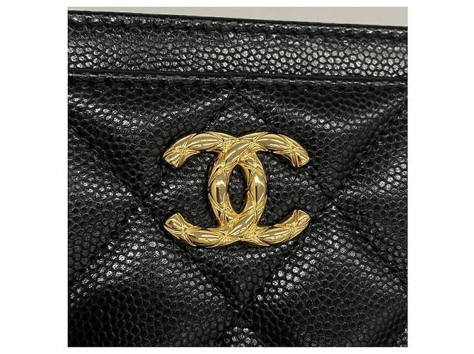Tarjetero Chanel de piel de becerro granulada negra Negro - vista 5