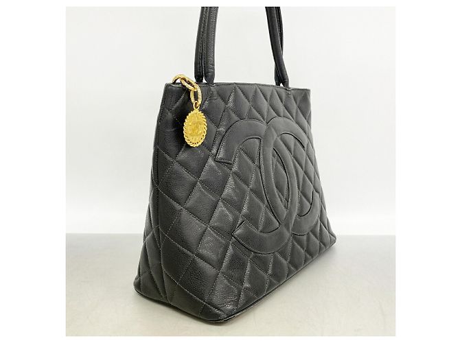 Borsa Tote Chanel in vitello grana nera Nero - vista 2