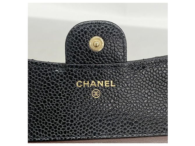 Cartera tri-fold Chanel en piel de becerro granulada negra Negro - vista 4
