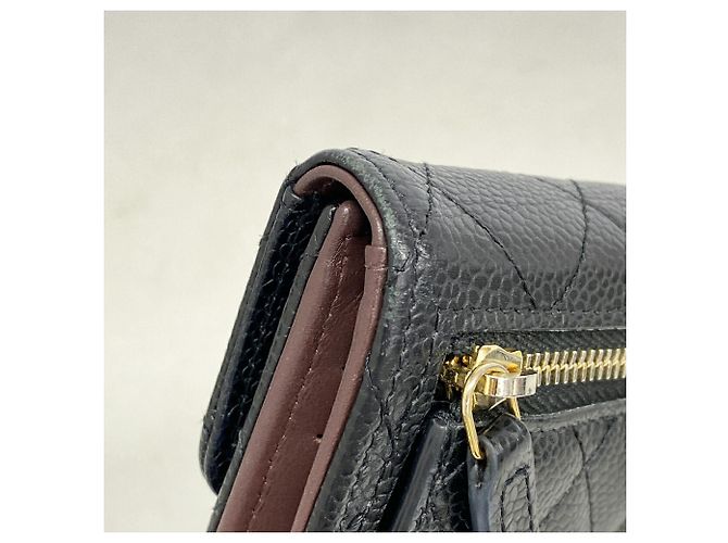 Cartera tri-fold Chanel en piel de becerro granulada negra Negro - vista 6