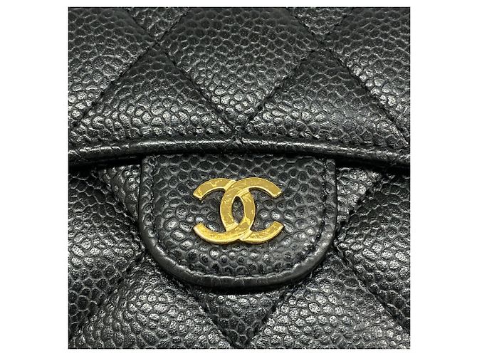 Cartera tri-fold Chanel en piel de becerro granulada negra Negro - vista 7