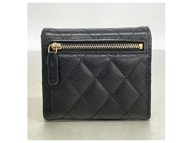 Cartera tri-fold Chanel en piel de becerro granulada negra Negro - vista 9