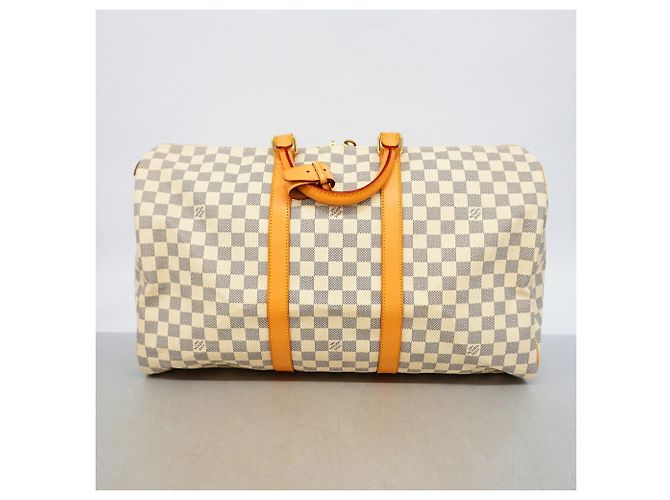 Louis Vuitton Boston Damier Azur Keepall 50 Bianco - vista 11