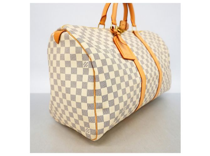 Louis Vuitton Boston Damier Azur Keepall 50 Bianco - vista 2