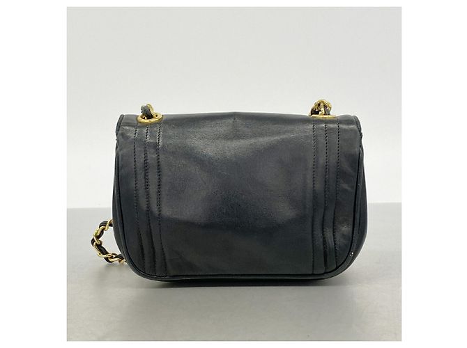 Borsa a tracolla Chanel in pelle d'agnello nera Nero - vista 12