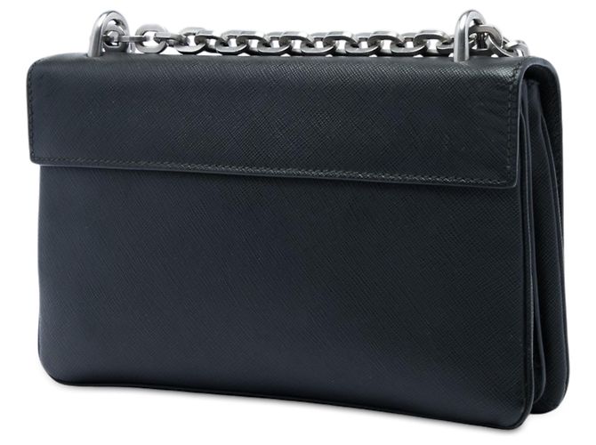 Prada Black Saffiano Lux Lock Chain Flap Nero - vista 2