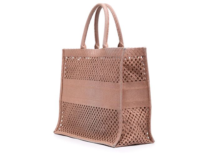 Dior Book Tote Large in mesh ricamato Rosa - vista 2