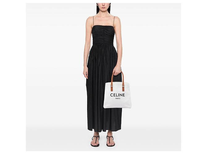 Céline Celine Cabas Tote Horizontal Small de lona marrón con estampado de logo Castaño Beige - vista 6