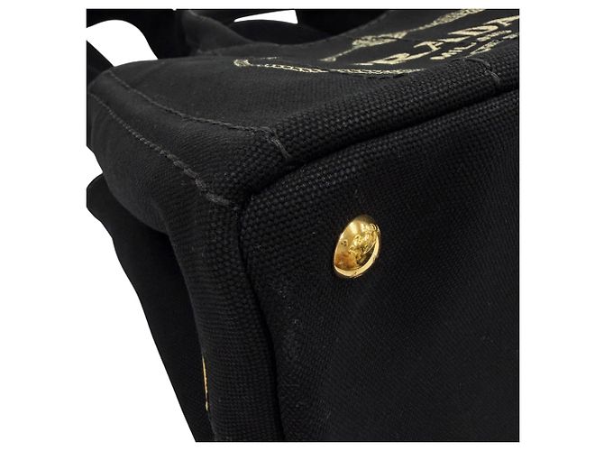 Borsa Tote Prada Small Canvas Canapa Logo Nera Nero - vista 10