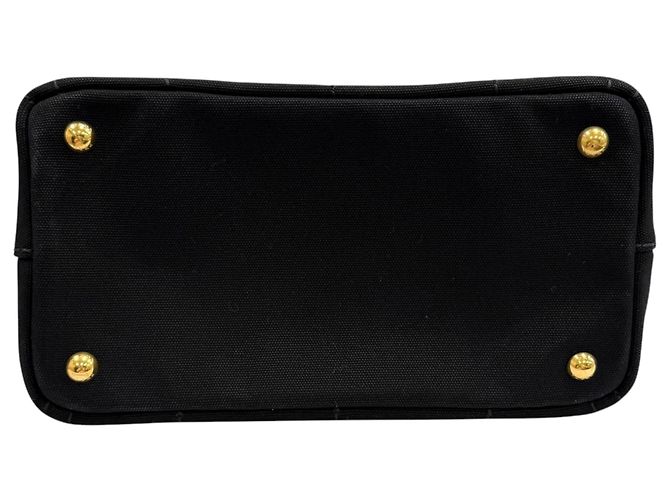 Borsa Tote Prada Small Canvas Canapa Logo Nera Nero - vista 4