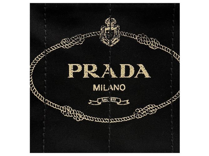 Borsa Tote Prada Small Canvas Canapa Logo Nera Nero - vista 7