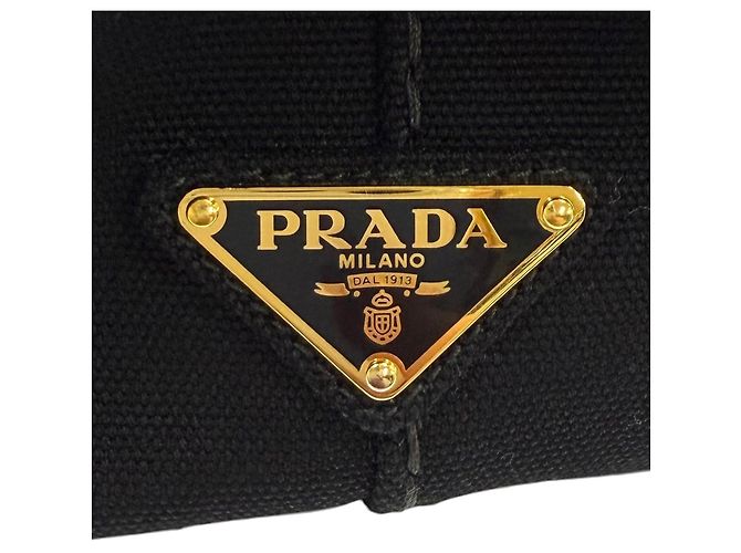 Borsa Tote Prada Small Canvas Canapa Logo Nera Nero - vista 9