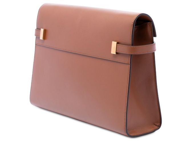 Borsa a tracolla Manhattan Saint Laurent in pelle di vitello liscia marrone Medium - vista 2