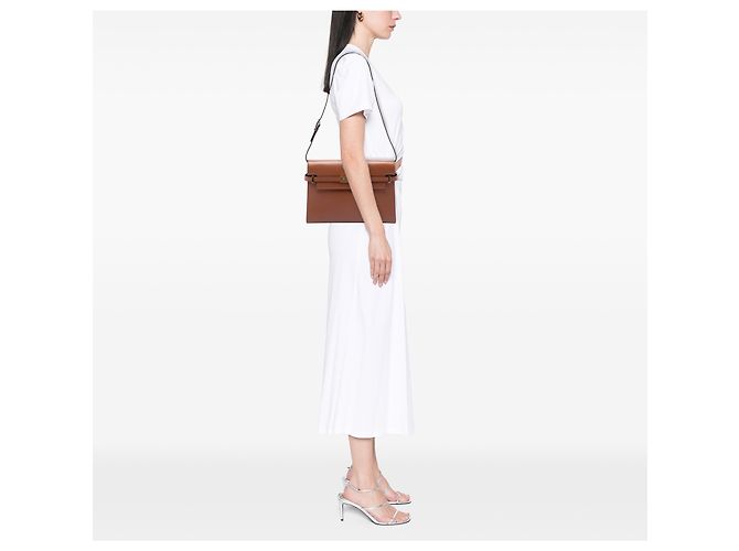 Borsa a tracolla Manhattan Saint Laurent in pelle di vitello liscia marrone Medium - vista 6