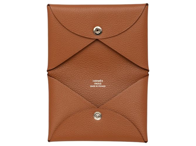 Tarjetero Hermès Calvi en Epsom Brown Castaño - vista 4