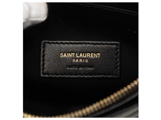 Pouch con zip Saint Laurent Black Large Grain De Poudre Matelasse Cassandre Nero - vista 5