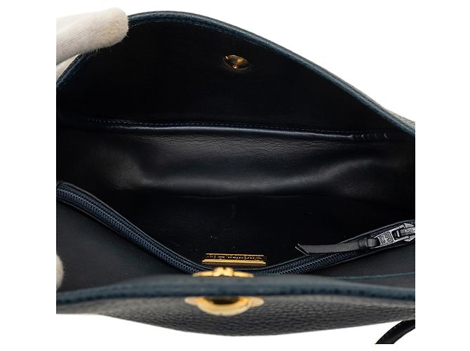 Bolsa tiracolo Dior em pele de vitelo granulada azul Azul marinho - vista 4