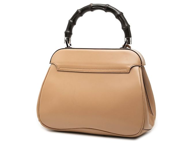 Bamboo Gucci Lady Lock Handbag em couro de bezerro liso Bege Medium com bambu - vista 2