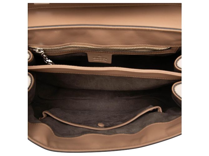 Bamboo Gucci Lady Lock Handbag em couro de bezerro liso Bege Medium com bambu - vista 4