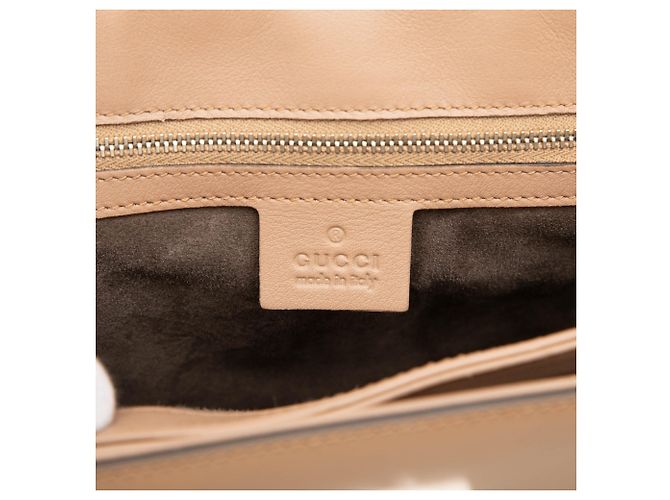 Bamboo Gucci Lady Lock Handbag em couro de bezerro liso Bege Medium com bambu - vista 5
