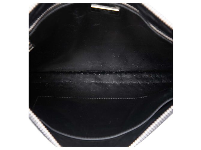 Clutch con zip Prada in pelle di capra intrecciata Madras blu - vue 4