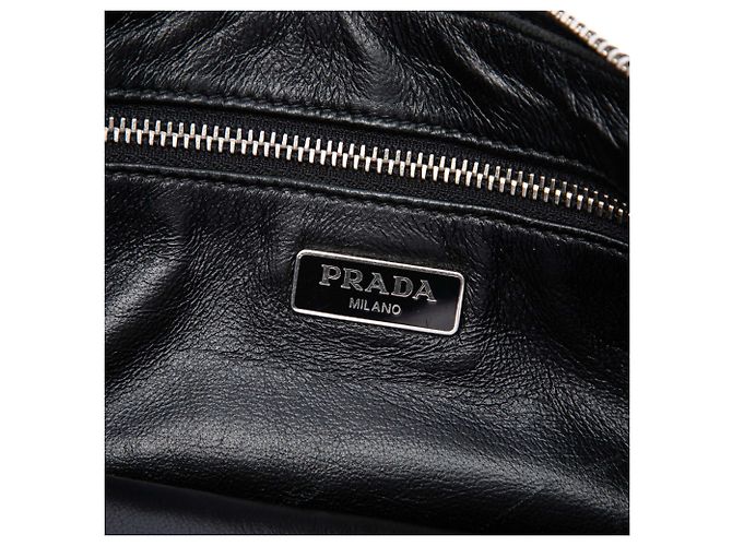 Clutch con zip Prada in pelle di capra intrecciata Madras blu - vue 5