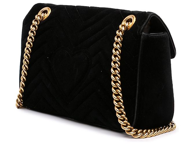 Borsa a tracolla Gucci GG Marmont Matelassé in velluto nero Medium - vista 2