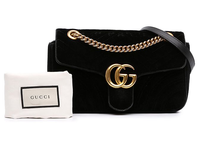 Borsa a tracolla Gucci GG Marmont Matelassé in velluto nero Medium - vista 7