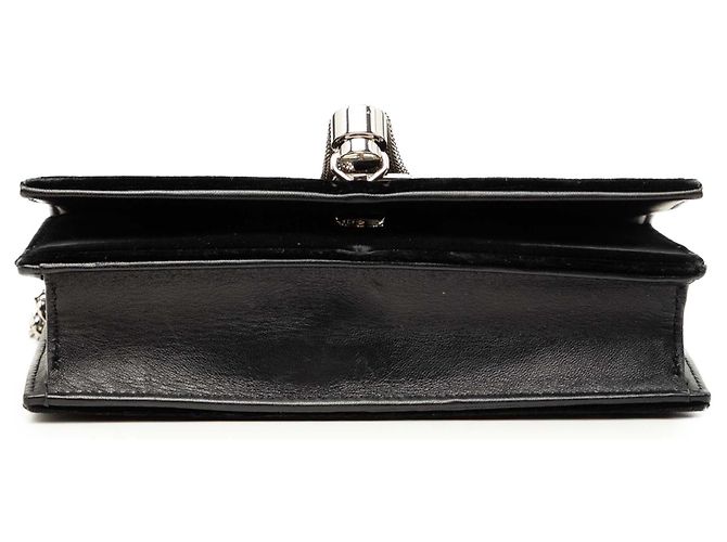 Portafoglio a catena Kate Saint Laurent in velluto nero con monogramma in cristalli e nappina - vista 3