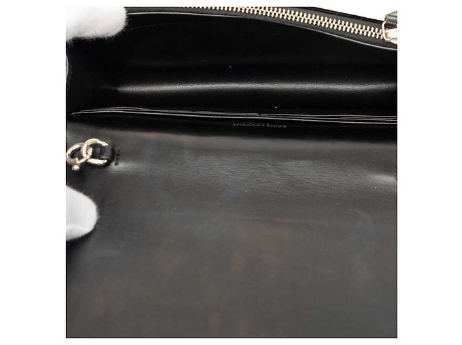 Portafoglio a catena Kate Saint Laurent in velluto nero con monogramma in cristalli e nappina - vista 4
