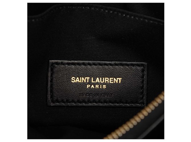 Saint Laurent Black Chevron Grain De Poudre Monogram Bill Pouch Negro - vista 5
