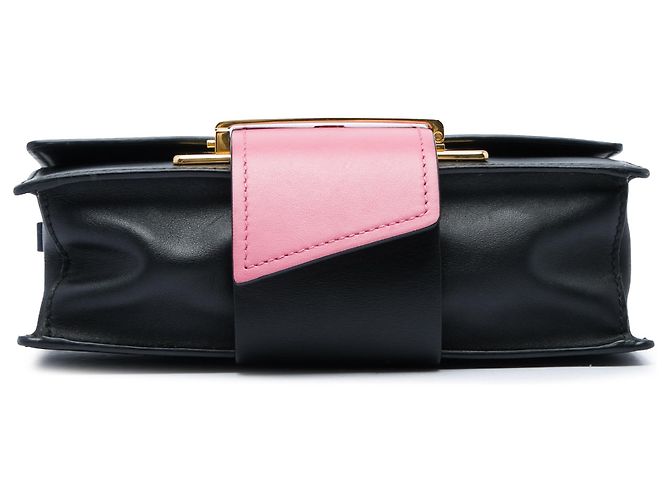 Ribbon Prada Bolso bandolera de piel de becerro City Tricolor Black con cinta Negro - vista 3