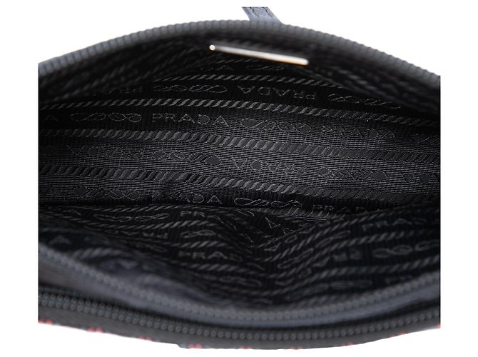 Borsa a tracolla Prada in Tessuto Stampato Geometrico Nero - vista 4