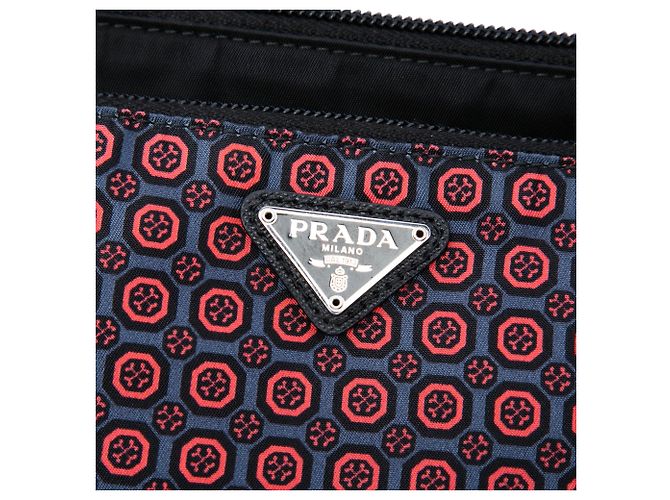 Borsa a tracolla Prada in Tessuto Stampato Geometrico Nero - vista 5