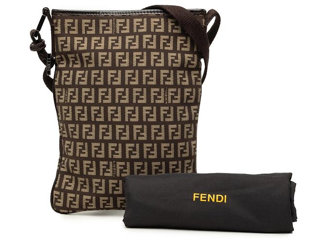 Borsa a tracolla Fendi in tela Zucchino marrone - vista 7